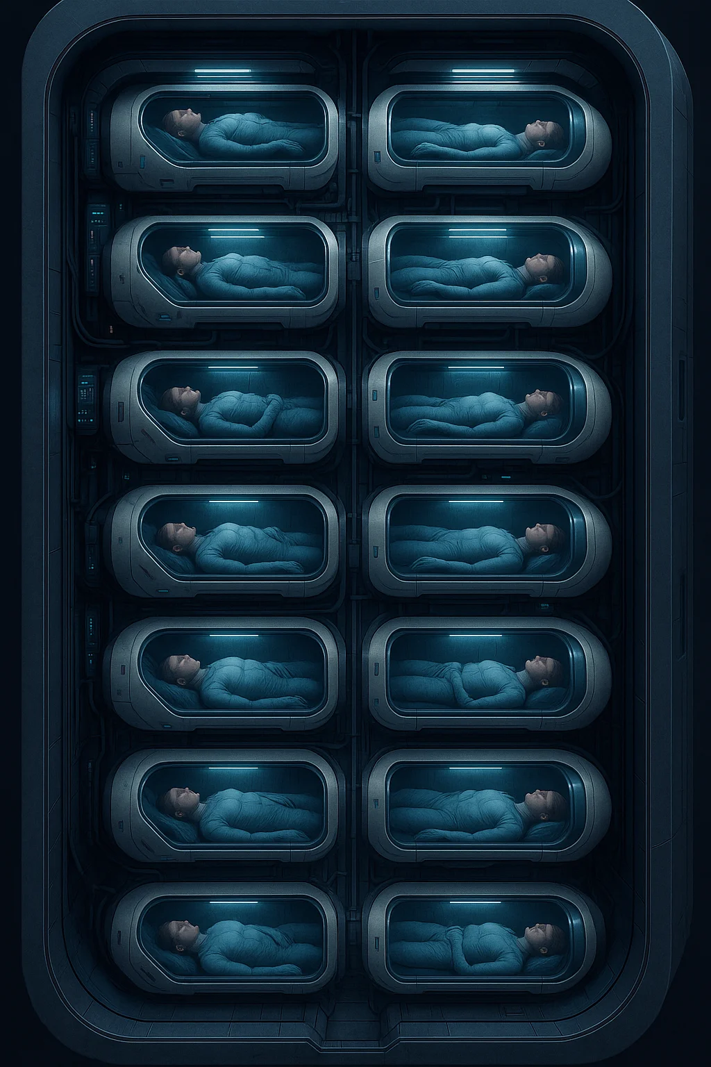 Cross-section of cryosleep chambers on interstellar vessel
