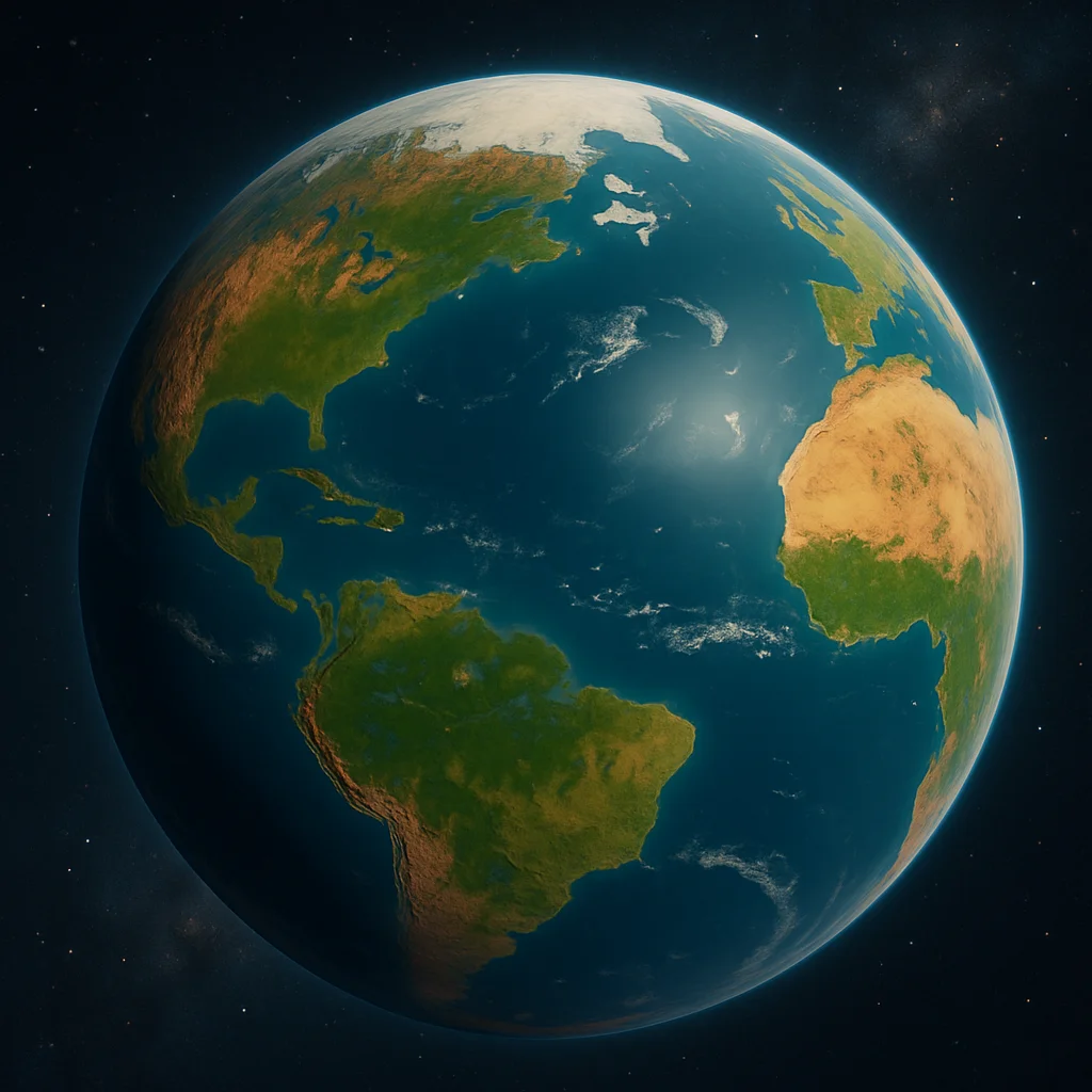 Artist's vision of a terraformed Mars with oceans and green continents